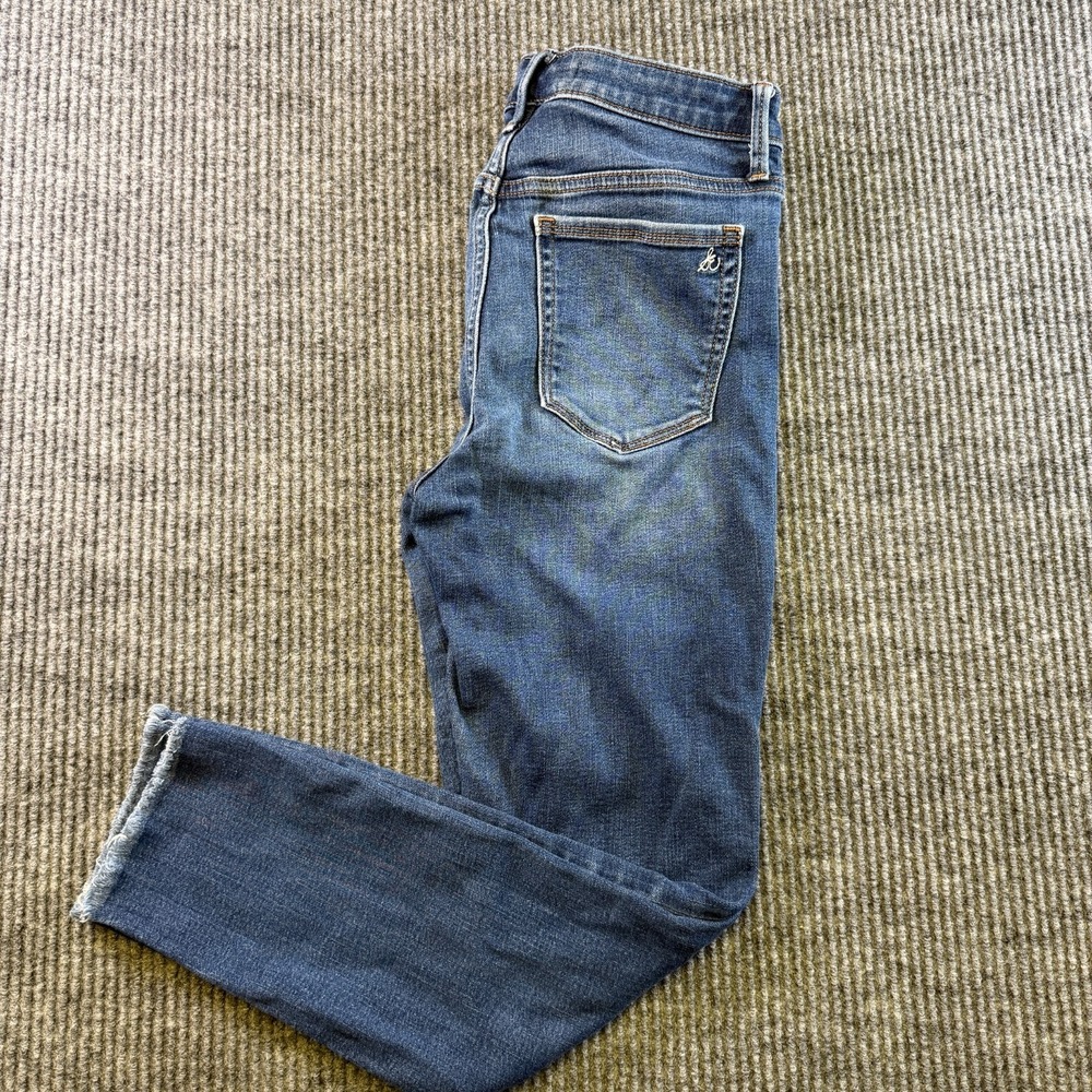 Sam Edelman Womens 25 High Rise Skinny Crop Jeans Blue Raw Hem Stretch